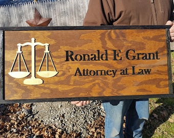 Large Custom Attorney Sign, Over-sized Rustic Business Logo, Wood, Laser Cut Out, 3D, Extra Large, Sign Footstepsinthepast