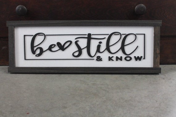 Be Still and Know Faith Christian Cross Jesus Biblical Home Decor Uplifting 3D Handmade Wall Art Inspirational Raised Wooden Sign