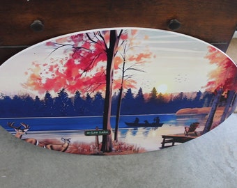 Lake Sign Deer Dock Custom Oval Weatherproof Sign PVC plastic smooth Personalized House Welcome Great for hanging or wall mounted