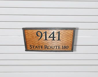 Custom Address Wood Sign • Farmhouse House Number Sign • Rustic Address Plaque • Modern Home Decor • Personalized Route Sign