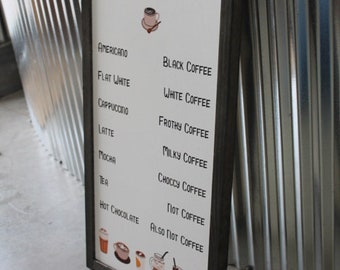Handmade Coffee Bar Menu Sign: Rustic Farmhouse Decor