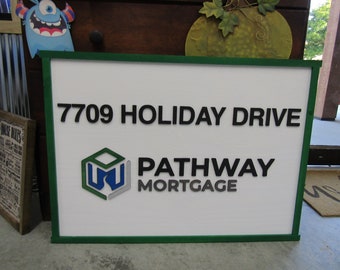 Custom Mortgage Business Sign Rectangle 3D Large Custom Company Indoor Outdoor Small Business Logo Laser Cut Wood Sign Address Sign Home