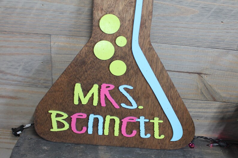 Custom Science Teacher Sign: Beaker Door Hanger, Personalized Classroom ...
