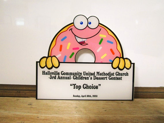 Custom Reverse Printed Acrylic Plaque Donut Award Contour Church Business Top Choice Winner Appreciation Sign Personalized