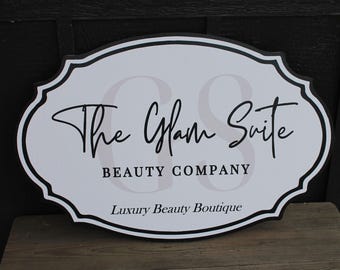 Suite Company Sign Glam Beauty Contour Custom Sign Your Logo PVC All Weather Sturdy Outdoor Fade Mold Resistant Personalized Printed Color
