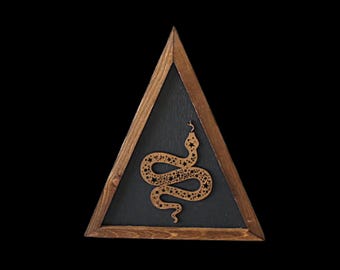 Custom 3D Wood Snake Sign • Raised Serpent Wall Art • Modern Rustic Triangle Decor • Reptile Lover Gift • 3D Wood Wall Plaque