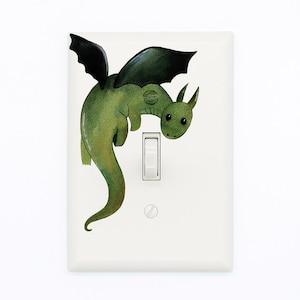 Green Dragon Nursery Light Switch Cover: Cartoon Fairy Tale Decor