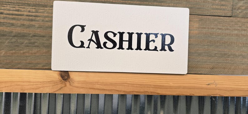 Cashier Sign – Black Lettering on White for Farmhouse, Retro, Cottage ...