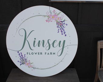 Personalized Flower Farm Floral Smooth Waterproof Sign PVC Plastic Fade Resistant Round Circle Logo Custom Business Signage Commerical