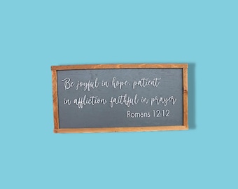 3D Bible Verse Sign – Be Joyful in Hope Romans 12:12 – Raised Christian Wall Art – Modern Farmhouse Scripture Sign – Layered Faith Decor