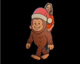 Bigfoot Santa Printed Wood Cutout – Christmas Decor – Funny Holiday Sign or Gift for Sasquatch Fans
