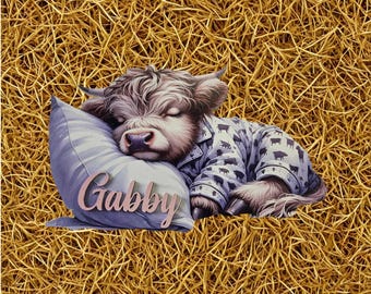 Custom 3D Laser‑Cut Wood Sign – Sleeping Calf Design – Personalized for Nursery, Farm or Gift Decor