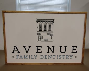 Family Dentist Custom Business Sign Dentistry Historical Rectangle 3D Large Custom Company Indoor Outdoor Small Business Logo Laser Cut Wood