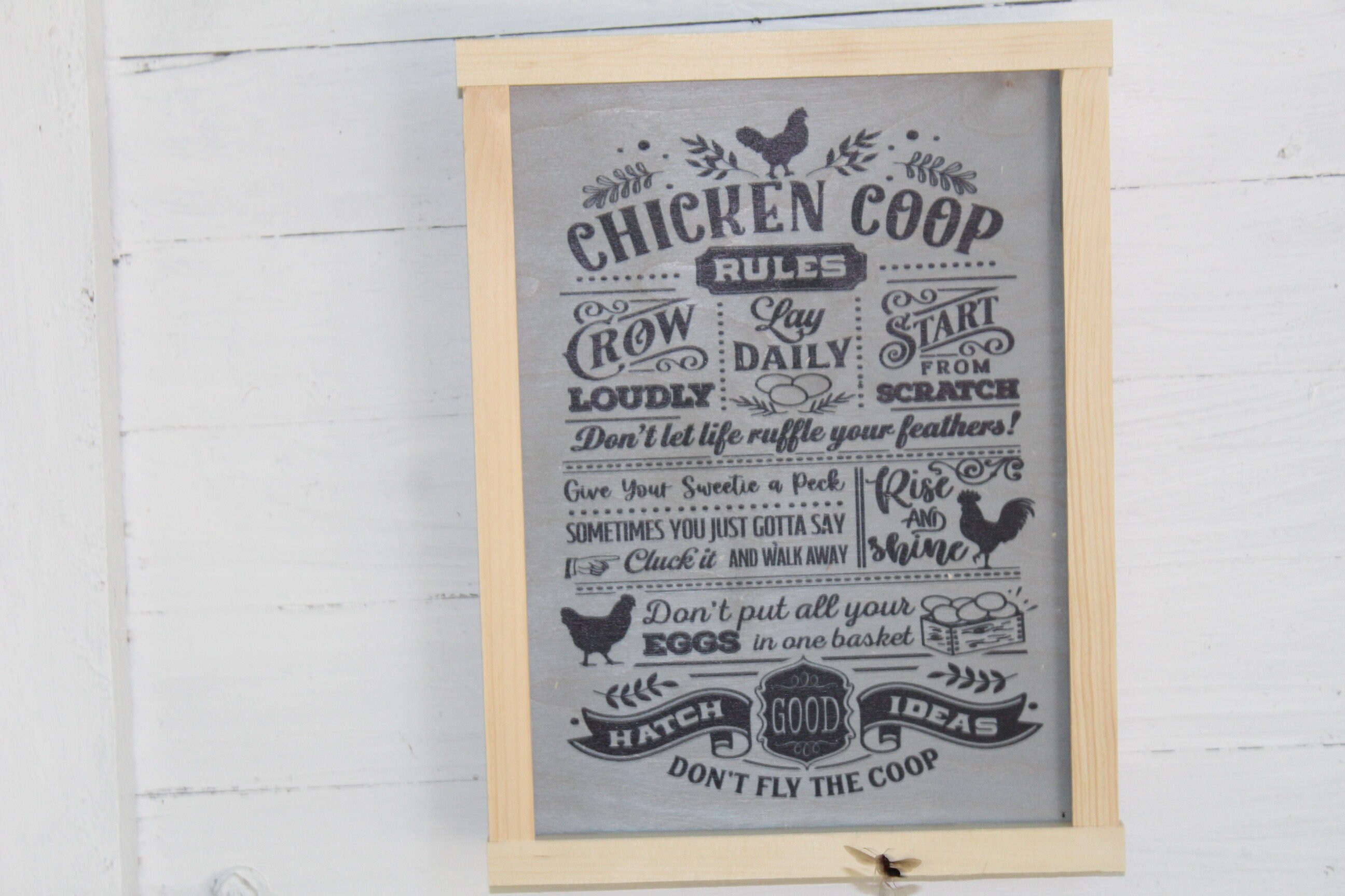Chicken Coop Rules List Wood Sign Wall Hanging Simply Work Etsy