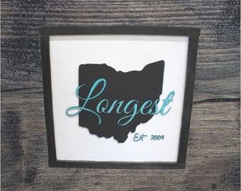 Custom State and Last Name Wood Sign – 3D Raised Text & Graphic – Personalized Family Established Décor, Wedding or Anniversary Gift