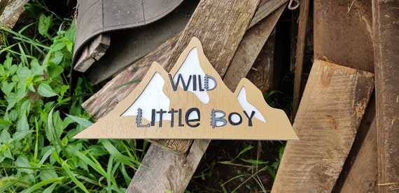 3D Wild Little Boy Wood Sign Nursery Wall Art Custom Arrow Mountain Adventure Outdoorsy Wooden Wood Raised Graphic