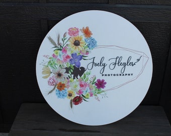 Floral Border Round Sign Photography Buffalo Ring Photographer Small Business Uv printed and Raised Letters Handmade 3D Factory Custom Made