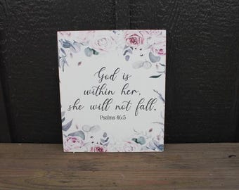 Printed Floral Scripture Sign • Feminine Christian Wall Decor • Inspirational Bible Verse Wood Sign