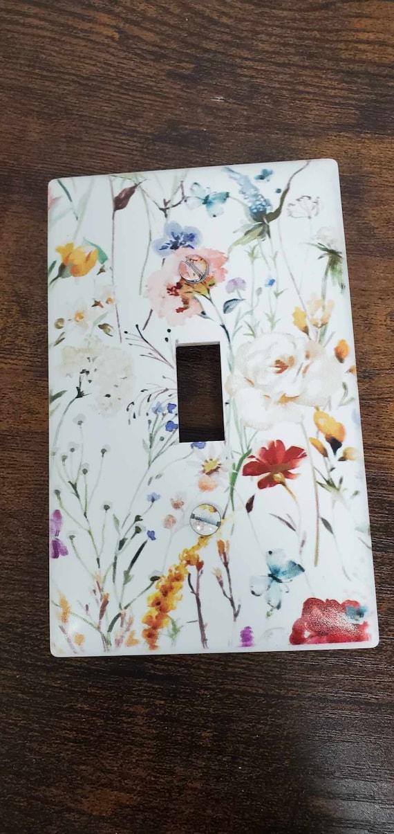 Floral Flowers Botany Spring Printed in Color Light Switch Cover Plate Durable Baby Room Kids Room Decorative Decor