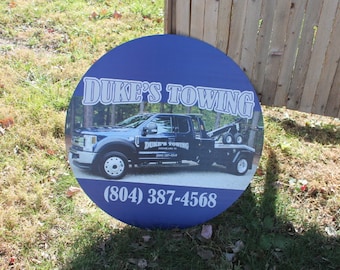 Tow Truck Commerical Photo Custom Metal Sign with your Personalized business Logo on Aluminum Great for outdoors not steel will not rust