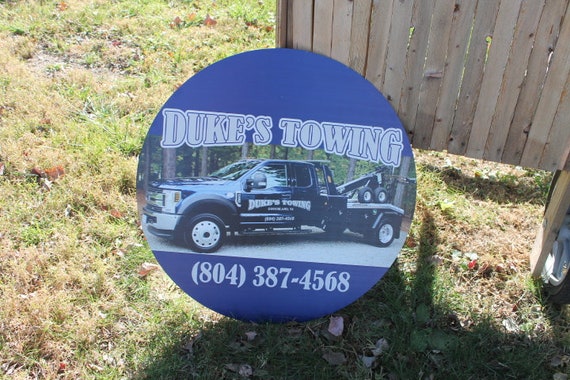 Tow Truck Commerical Photo Custom Metal Sign with your Personalized business Logo on Aluminum Great for outdoors not steel will not rust