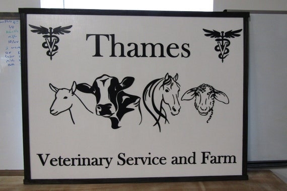 Vet Clinic Small business Animal Livestock Custom Business Sign Rectangle Farm Company Indoor Outdoor Logo Laser Cut Wood Sign