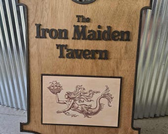 Handmade Tavern Sign: Rustic Bar, Basement, Man Cave Decor