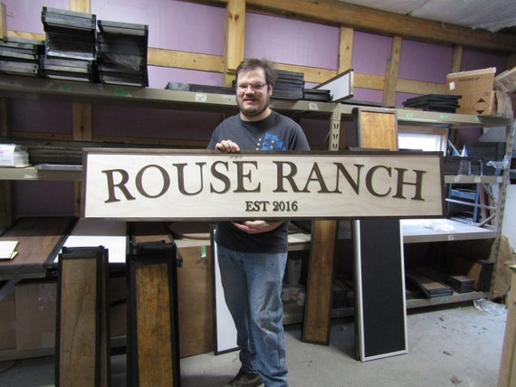 Large Custom Ranch Sign Over-sized Rustic Wood Laser Cut Out 3D Extra Large Sign Footstepsinthepast Established Homestead Handmade Farm