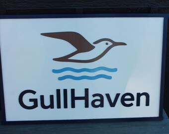 Custom Business Logo Sign: Beach, Coastal, Ocean, Lake, Sea, Personalized, Made to Order, raised 3D, Laser Cut, Commercial Signage, Outdoor