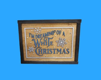 3D Distressed Farmhouse Christmas Sign • “I’m Dreaming of a White Christmas” • Chippy‑Paint Rustic Holiday Wall Decor