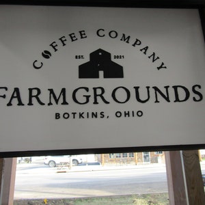 Custom Business Sign Rectangle 3D Large Custom Farmgrounds Coffee Company Indoor Outdoor Small Business Logo Laser Cut Wood Sign Barn Farm image 4