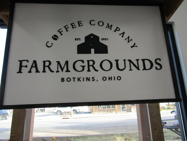 Custom Business Sign Rectangle 3D Large Custom Farmgrounds Coffee Company Indoor Outdoor Small Business Logo Laser Cut Wood Sign Barn Farm image 4