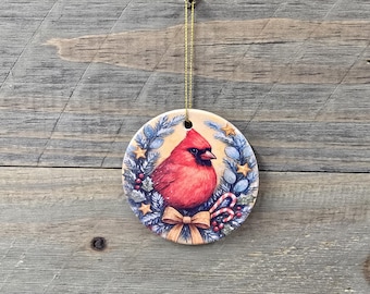 Cardinal Ceramic Ornament Printed Christmas Tree Holidays Remembrance