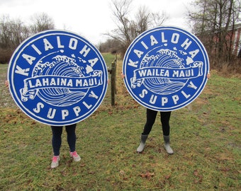 lot of 2 Extra Large Round Custom Signs Commerical Signage Signs Matching Business Logo Free Ship To Hawaii Made To Order Supply Store Ocean