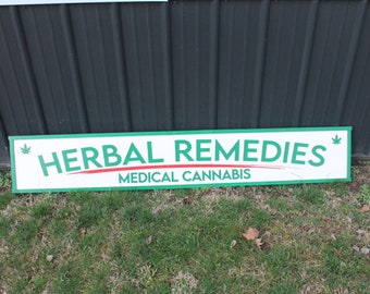 Medical Remedies Cannabis Dispensary Sign Wooden Handmade 3D Business Commerical Signage Herbal Layered Sign Single or Double sided