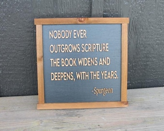 Scripture Cant outgrow The Book Years Wise Quote Faith Handmade 3D Wooden Home Decor Spurgeon Christian