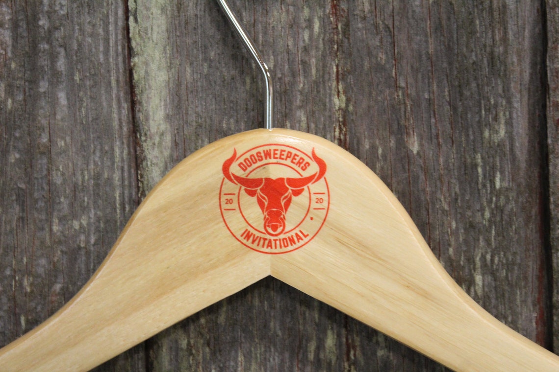 Custom Clothes Hanger Printed Hard Wood Use Your Logo Color Etsy
