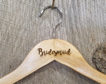 Bridesmaid Bridal Party Engraved Hard Wood Hanger Clothes Coat Sturdy Gift Wedding Bromellow Personalized
