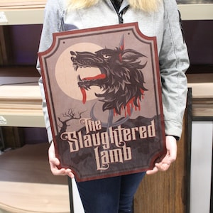 Large Slaughtered Lamb  Sign with UV Ink Printed Extra Detail Contour Business Logo Wood