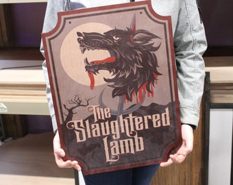 Large Slaughtered Lamb  Sign with UV Ink Printed Extra Detail Contour Business Logo Wood