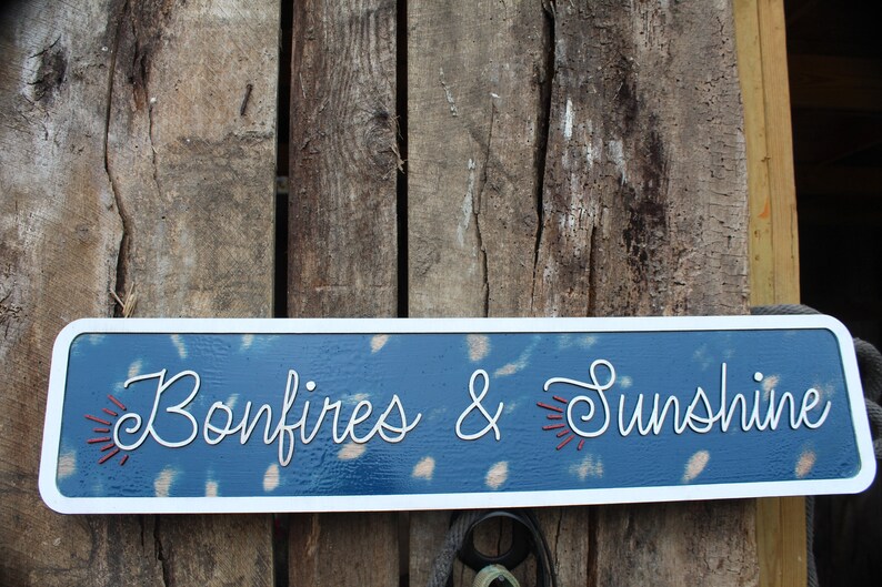 Bonfires & Sunshine Sign – Raised Wood Summer Decor – Rustic Outdoor ...