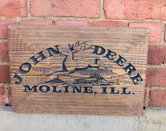 Engraved John Deere Wooden Sign: Farmhouse Garage Decor