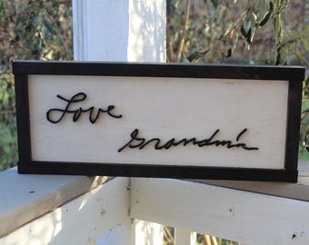 Your Hand Writing, Actual Handwriting, In Memory Of, Personalized Ornament, Actual Sketch,  3D Cut Out,  Sign in Frame, FootstepsinthePast