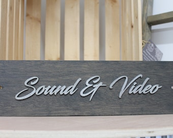 Sound And Video Room Business Sign Unframed Commerical Signage 3D Raised Letters Church Wooden Sign Customizable Matching Direction