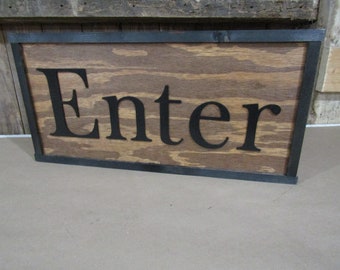 Enter Sign Directional Ranch Sign Company Name Address Signage Commerical Use Oversized Rustic Business Wood Laser Cut Out 3D Handmade