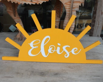 You are my Sunshine Custom Name Baby Shower Crib Sign Contoured Sun New Baby Event Gender Made to Order Personalized 3d Wooden Handmade
