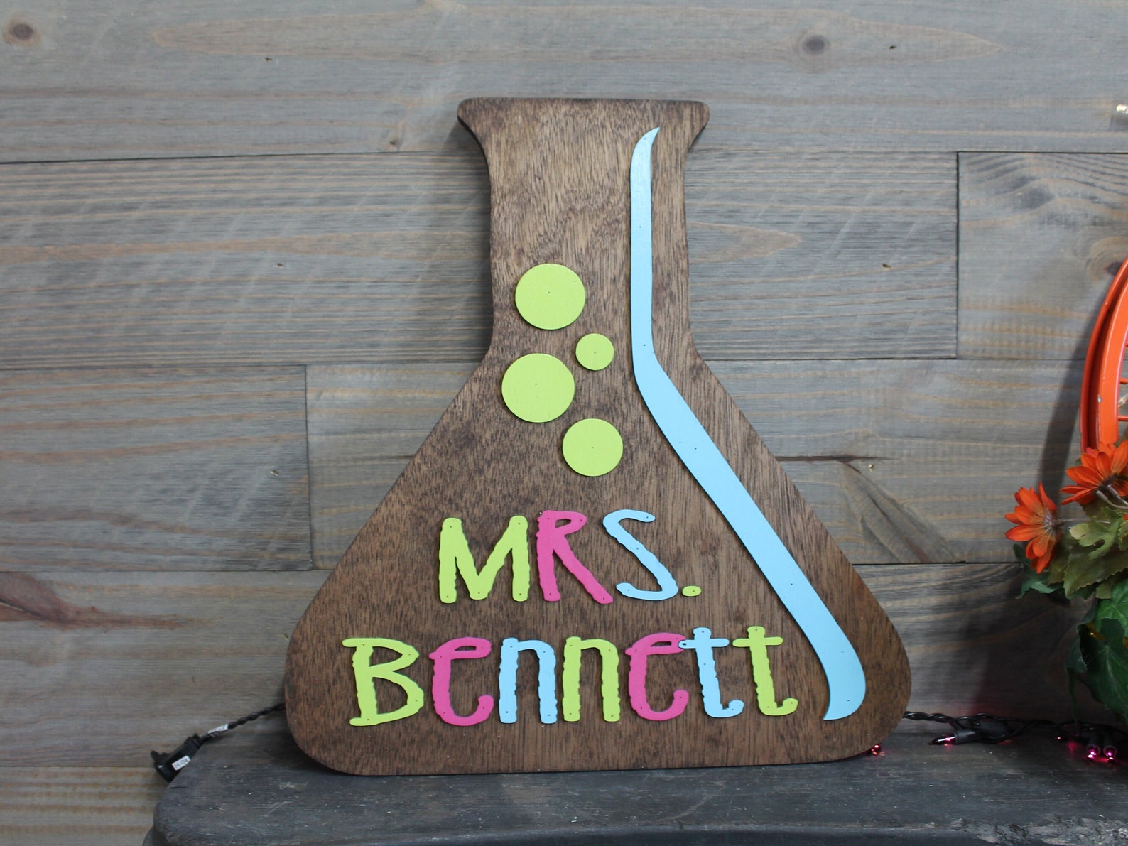 Custom Science Teacher Sign: Beaker Door Hanger, Personalized Classroom ...