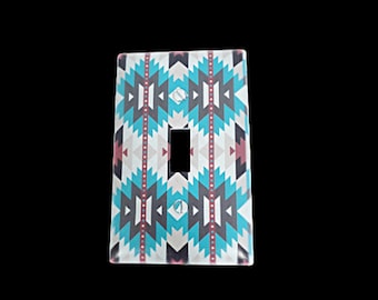 Southwest Pattern Light Switch Plate, Aztec Print Wall Plate Cover, Bohemian Home Decor, Tribal Art Switch Cover, Unique Gift for Home