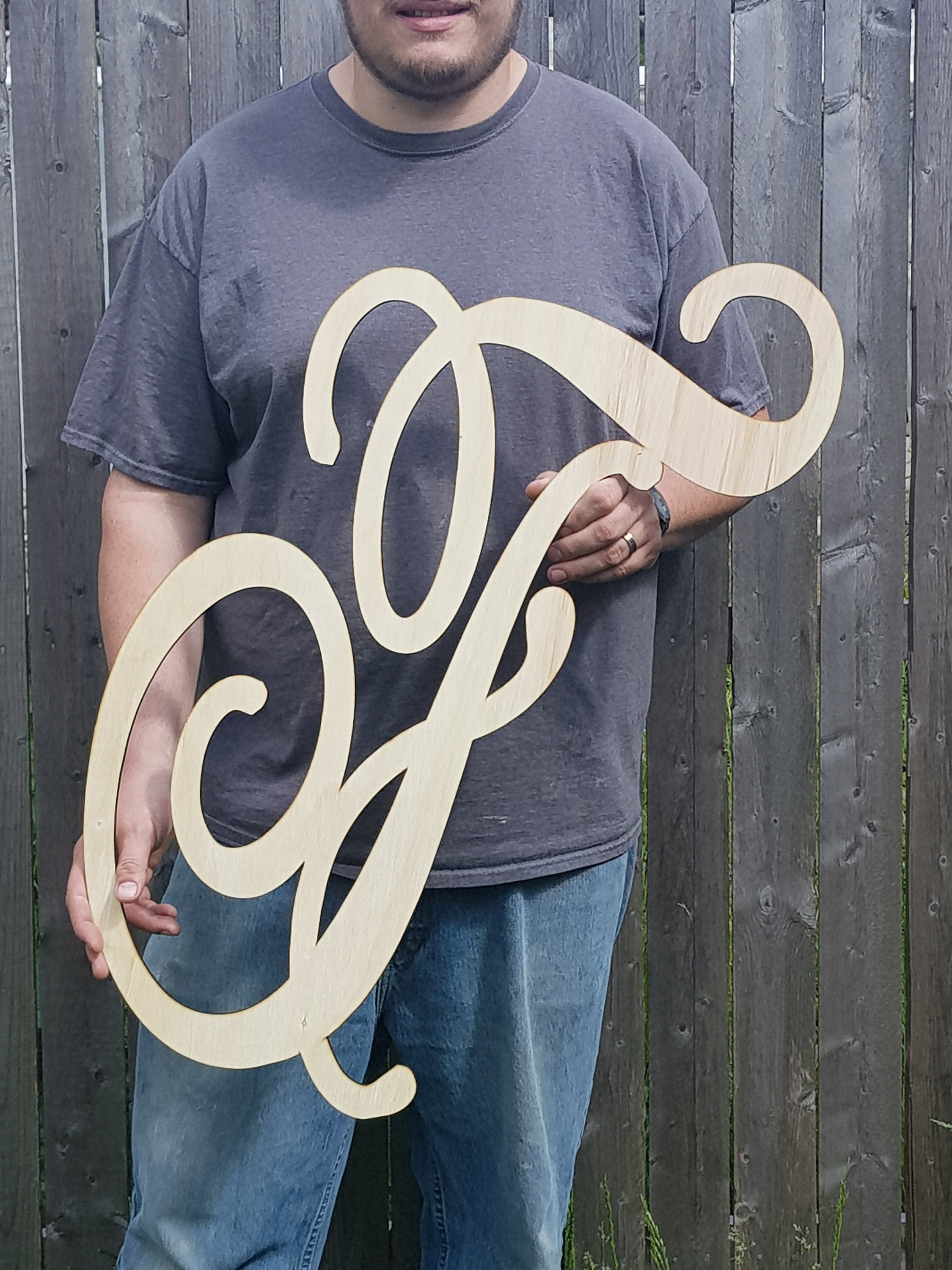 Extra Large Wood Letter Script Cursive Capital Letter Cut Etsy