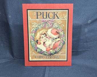Antique Magazine Cover Printed Wood Sign • Vintage Christmas Art Reproduction • 1900s Holiday Wall Decor